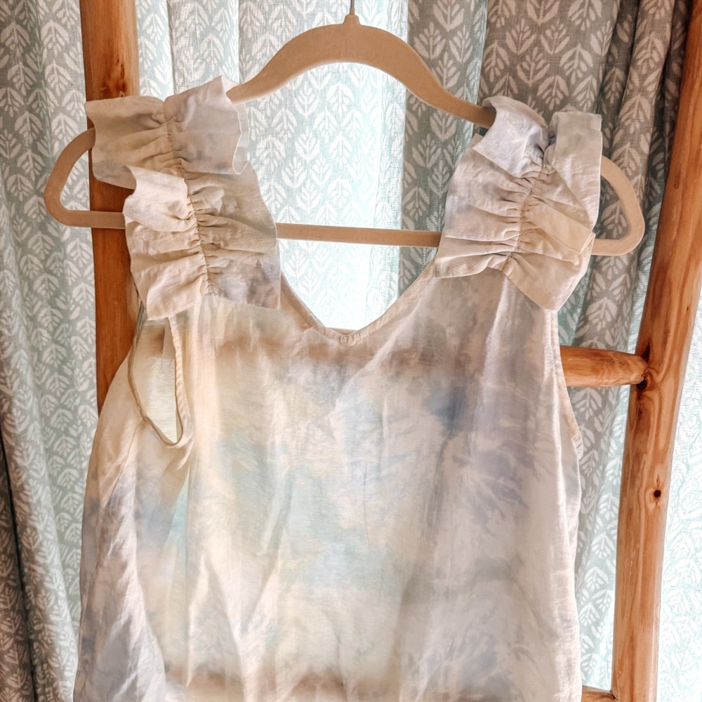 Entro Light Blue Ruffled Top